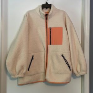 Universal Thread Cream/Orange/Navy Teddy Jacket